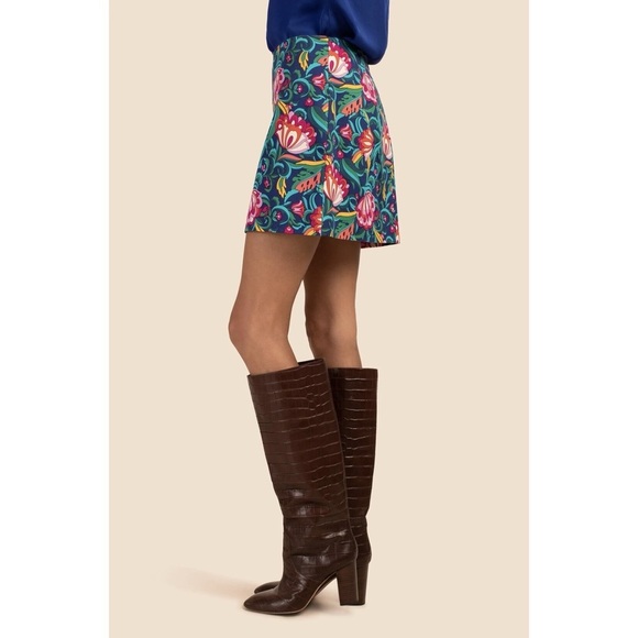 Trina Turk 'Rico' Floral-Print A-Line Mini-Skirt | Bengal Blue Multi | Women’s 6 - Picture 2 of 12